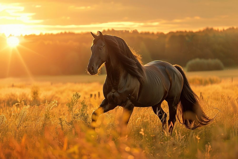 Stallion sunlight outdoors nature.