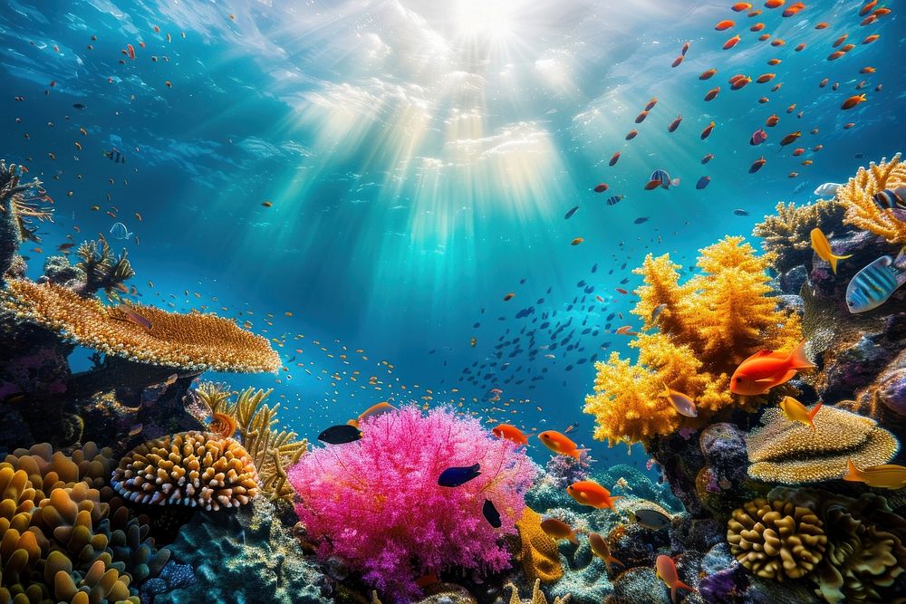 Tropical coral reef underwater outdoors nature.