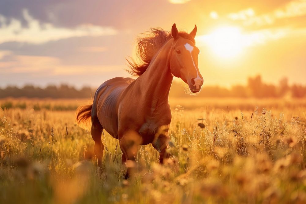 Horses runs landscape outdoors nature.
