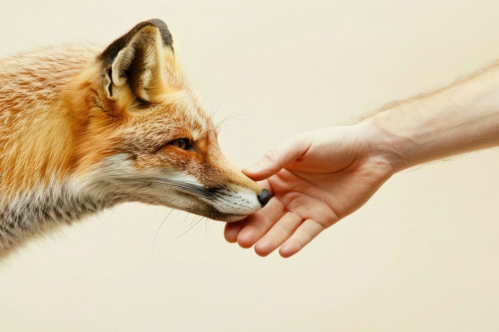 Fox leg shaking hand human wildlife animal.