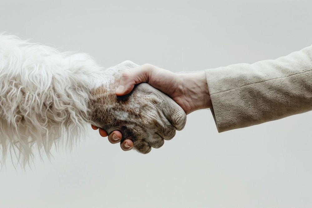 Yeti hand shaking hand human person animal.