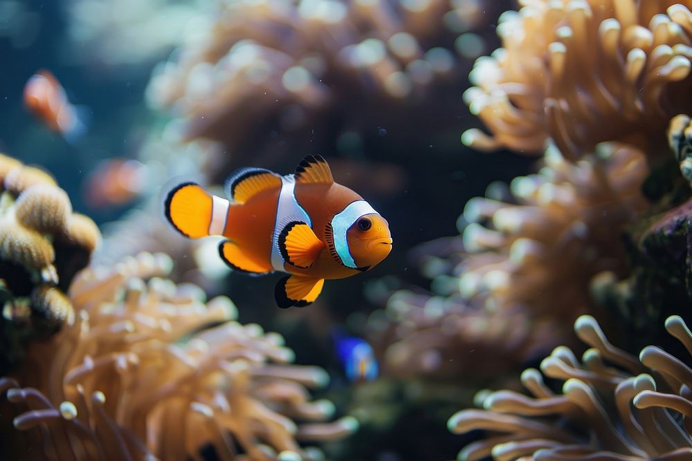 Colorful clown fish outdoors animal nature.