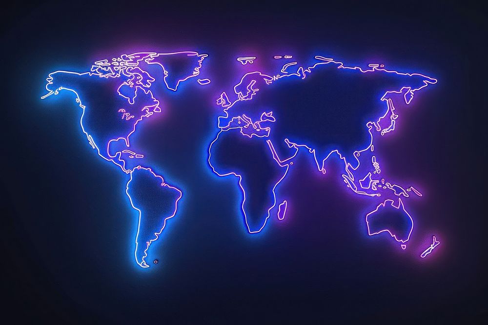 World map light purple blue.