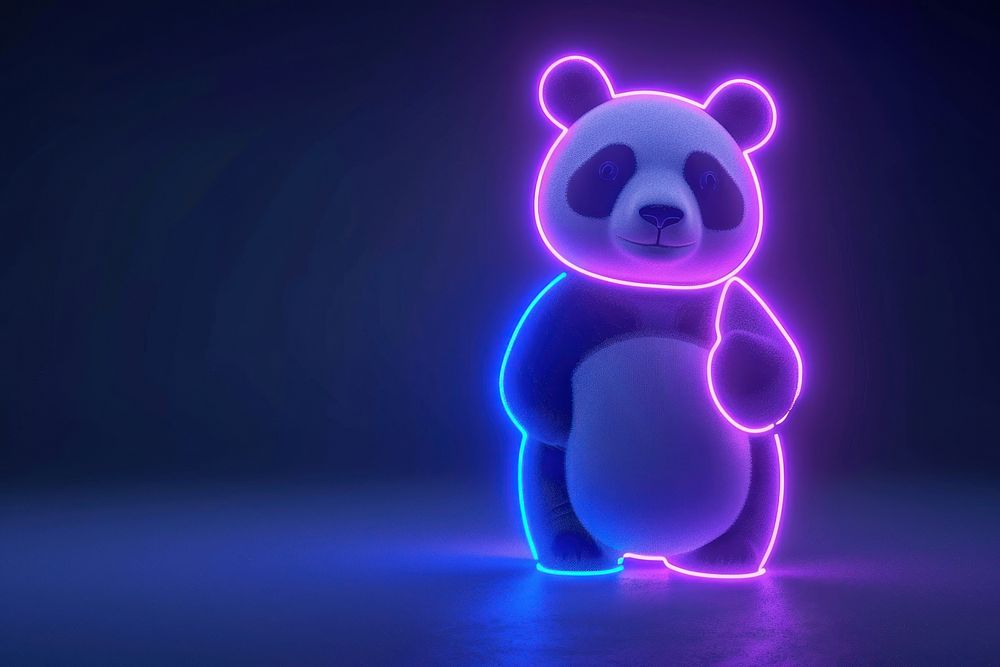Panda light neon cartoon.