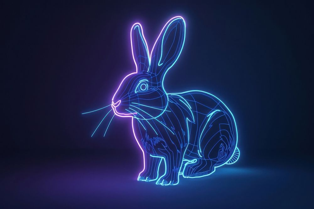 Rabbit light neon animal.