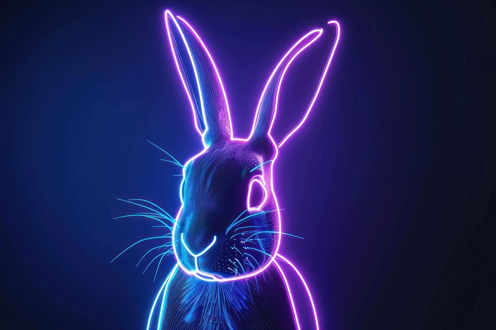Rabbit light neon animal.