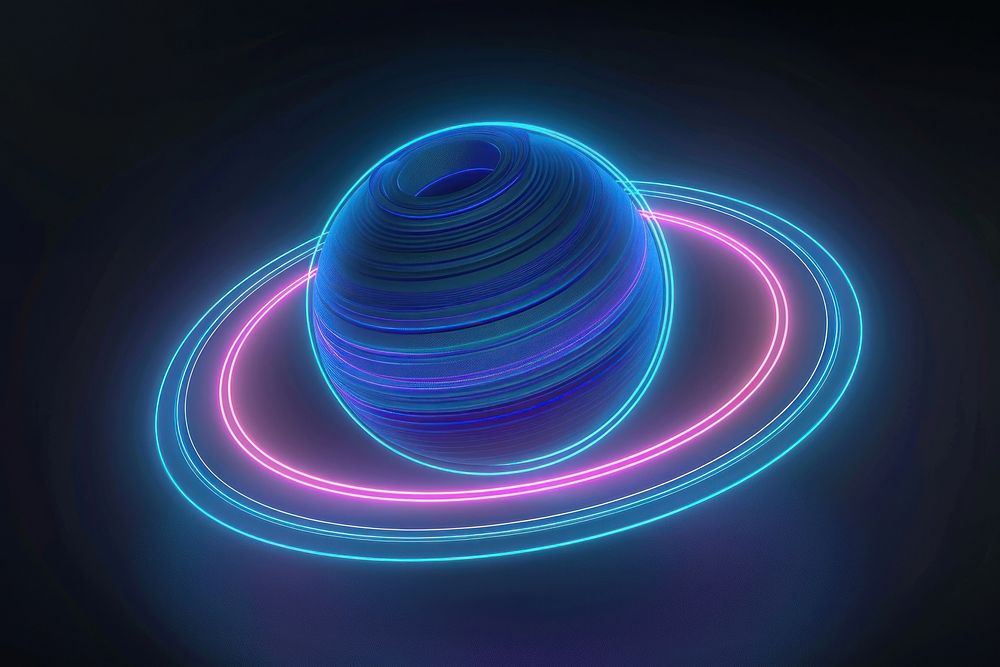 Saturn neon purple space.