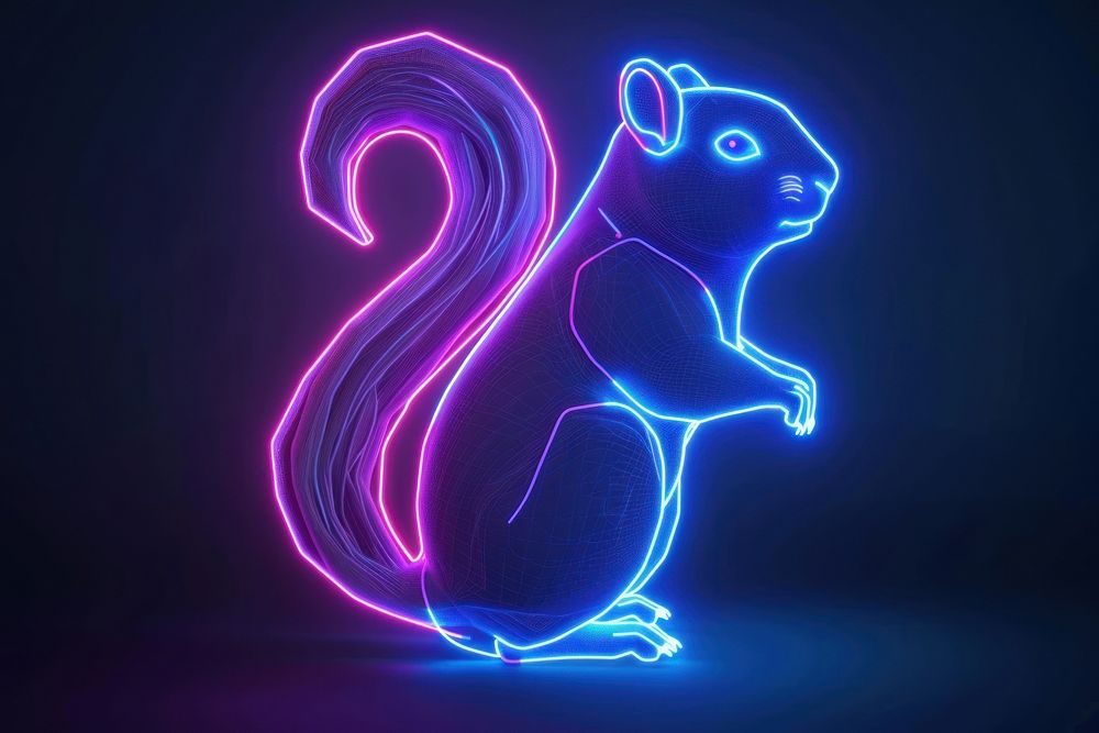 Squirrel purple light neon.