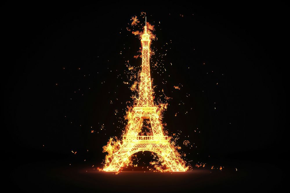 Eiffel tower fire architecture bonfire.