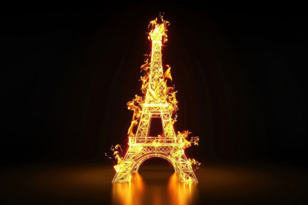 Eiffel tower fire architecture landmark.