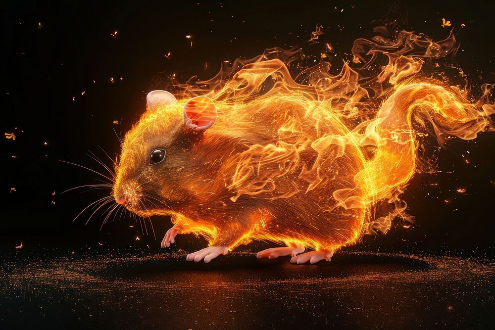 Hamster fire animal mammal.