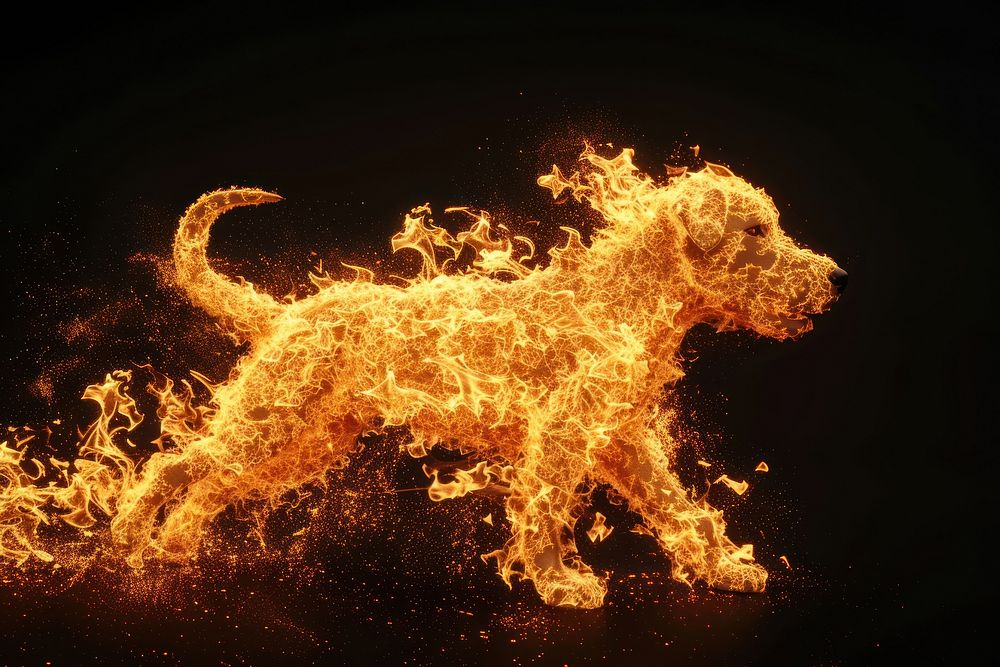 Dog fire animal mammal.