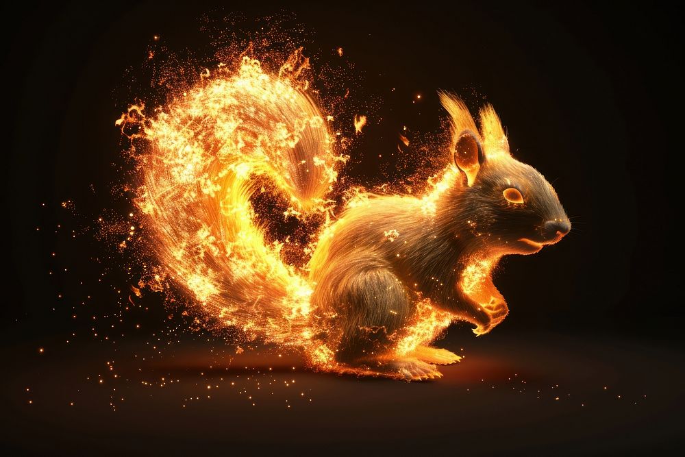 Squirrel fire rodent animal.