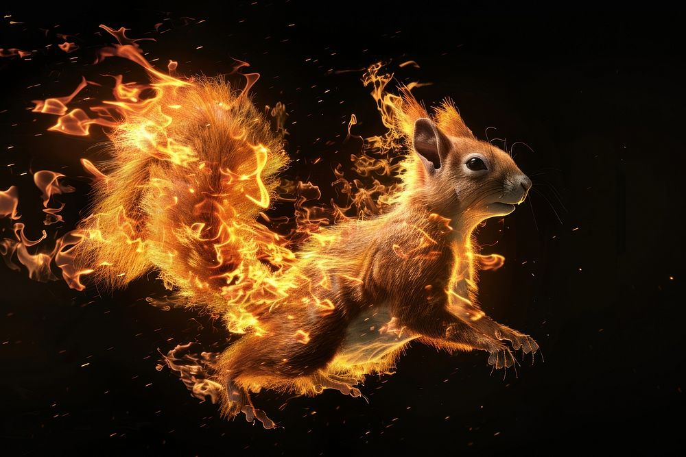 Squirrel fire animal mammal.