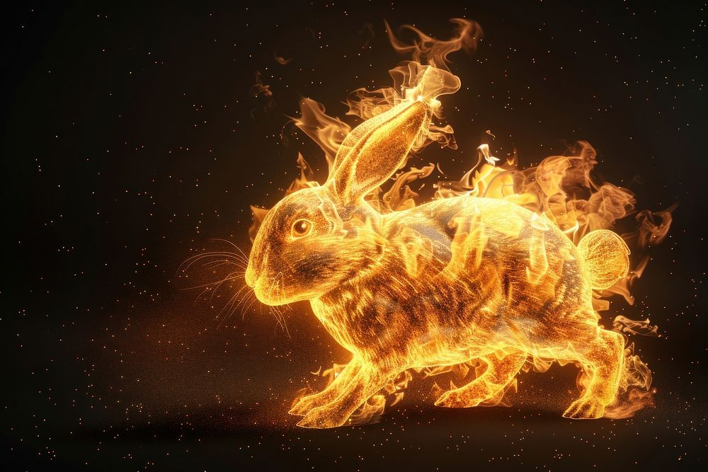Rabbit fire bonfire mammal.