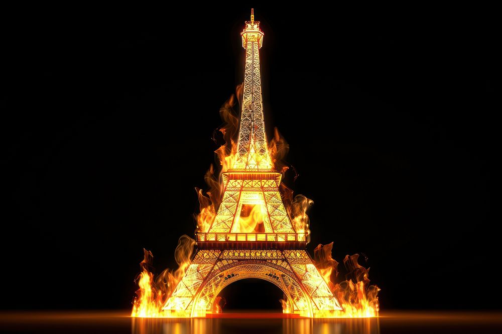 Eiffel tower fire architecture building.