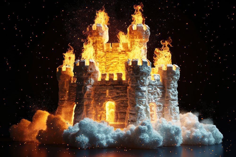 Snow castle fire architecture bonfire.