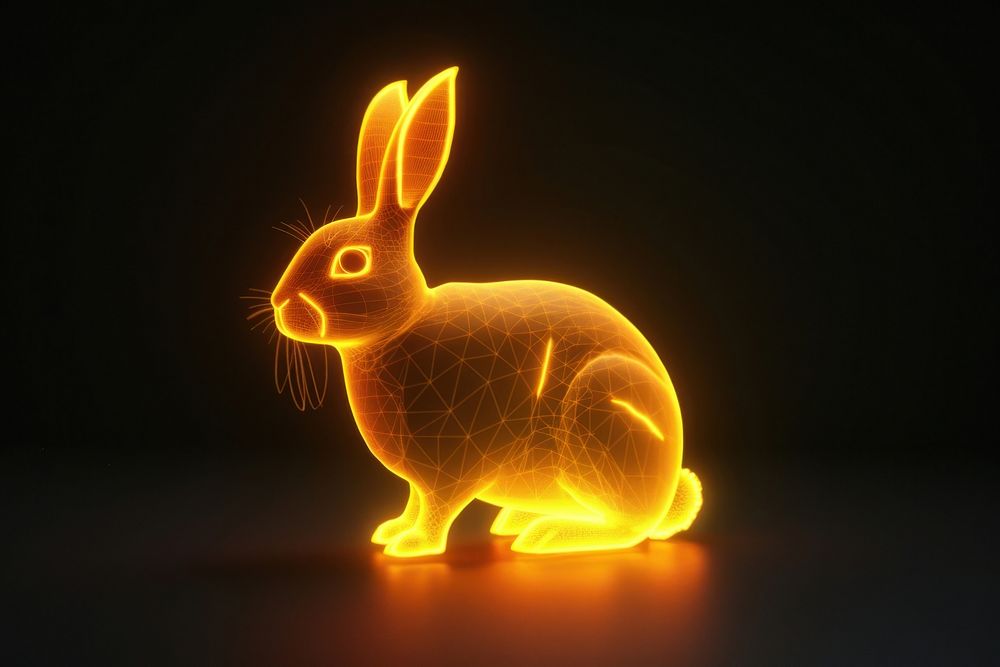 Rabbit glowing outline animal.