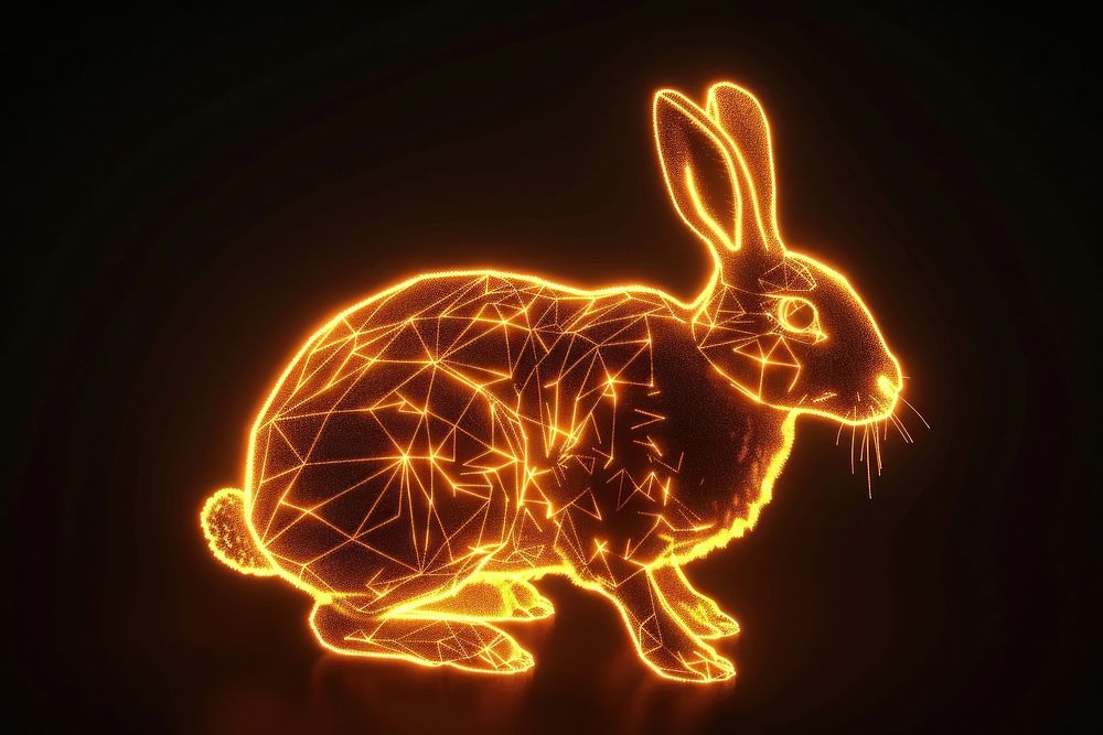 Rabbit glowing outline animal.