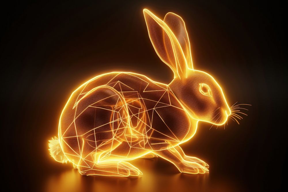 Rabbit outline glowing animal.