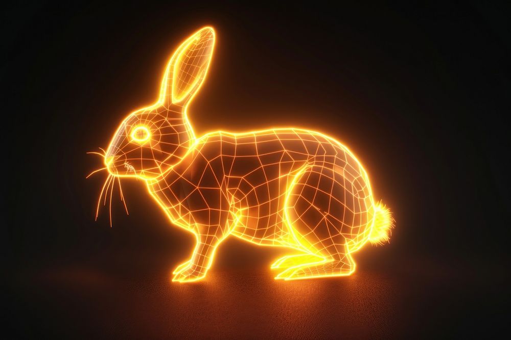 Rabbit glowing outline animal.