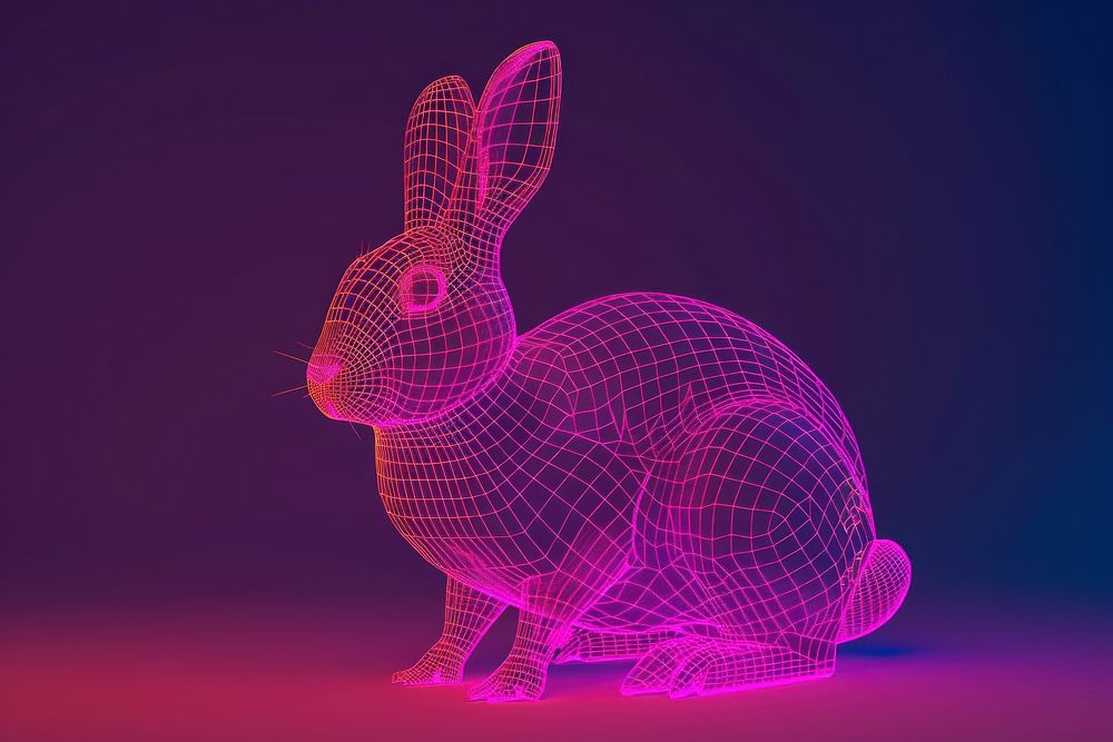 Rabbit animal mammal neon.