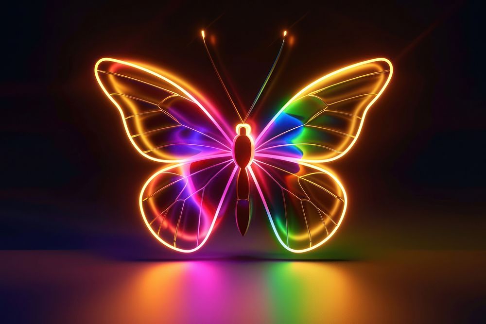 Butterfly neon light illuminated.