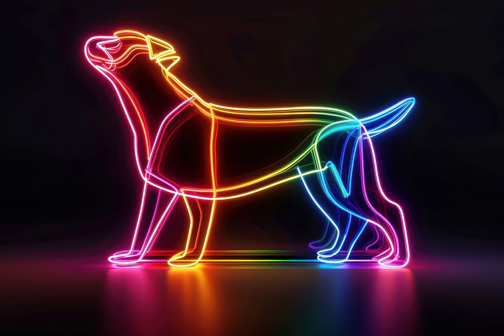 Dog neon light representation.