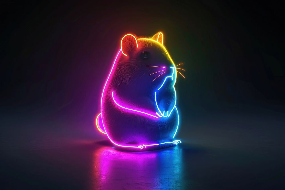 Hamster neon cartoon mammal.