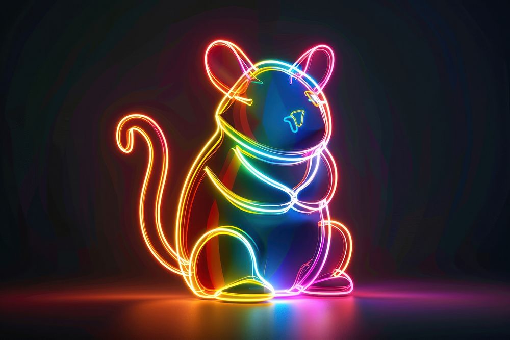 Hamster neon light representation.