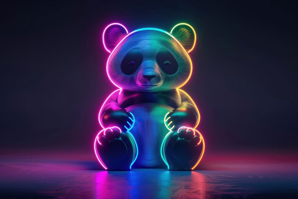 Panda neon cartoon light.