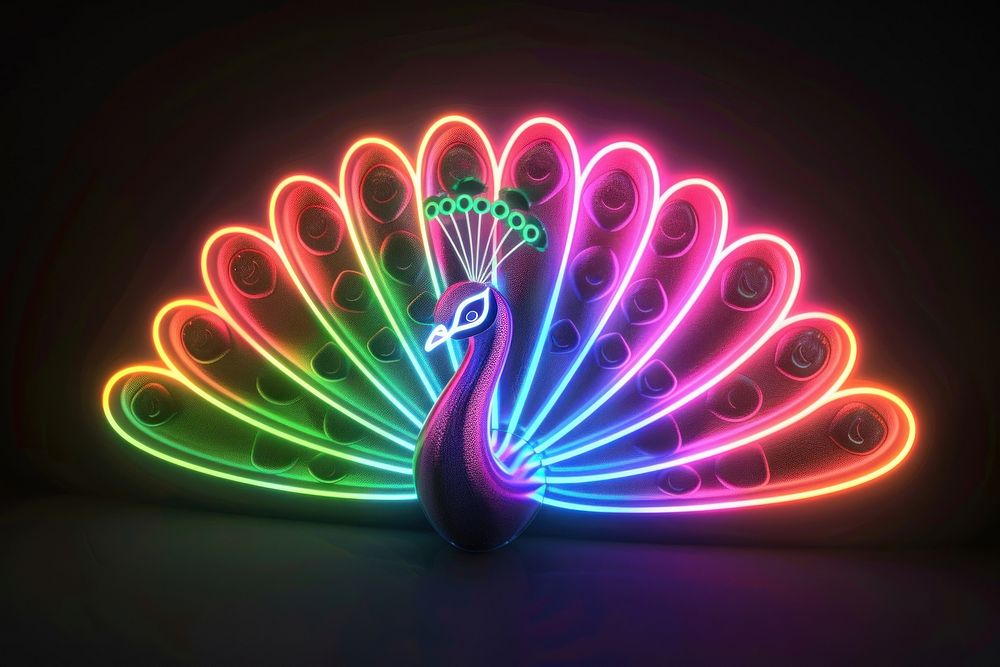 Peacock neon light illuminated.