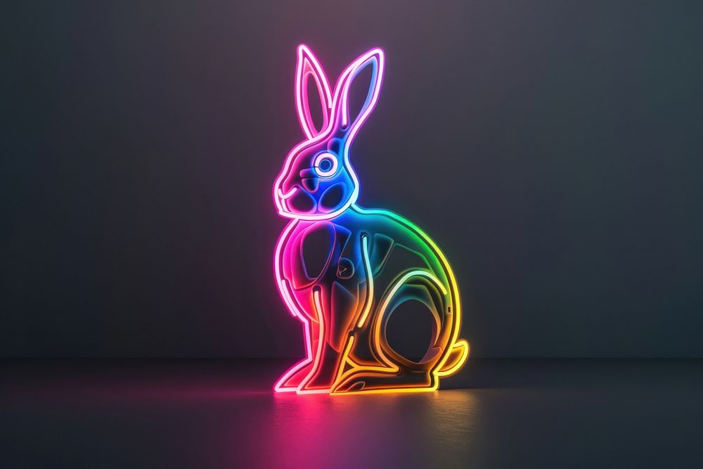 Rabbit neon light representation.