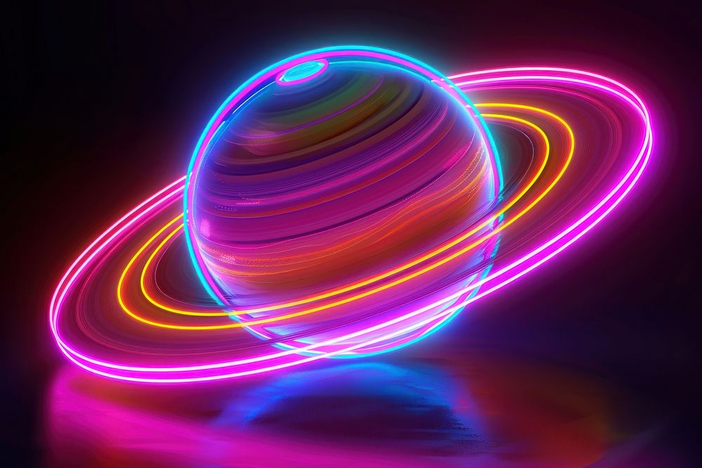 Saturn neon astronomy light.