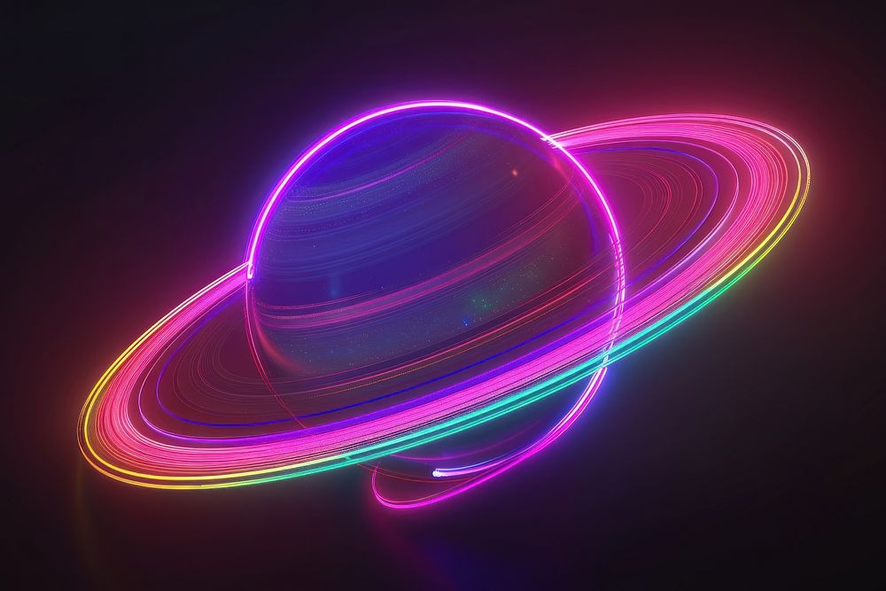Saturn neon astronomy rainbow.