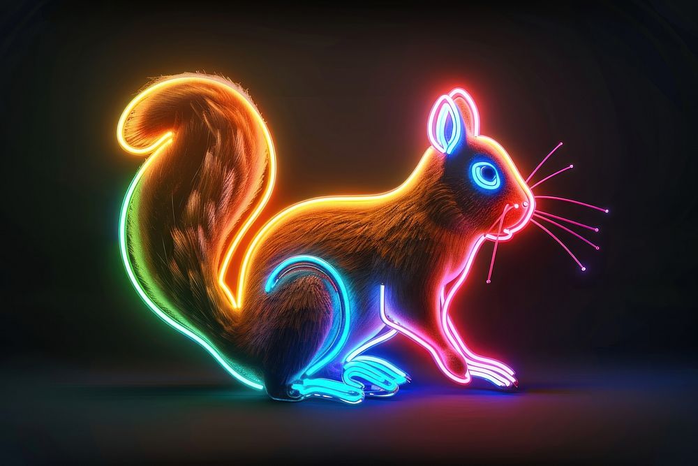 Squirrel neon animal mammal.