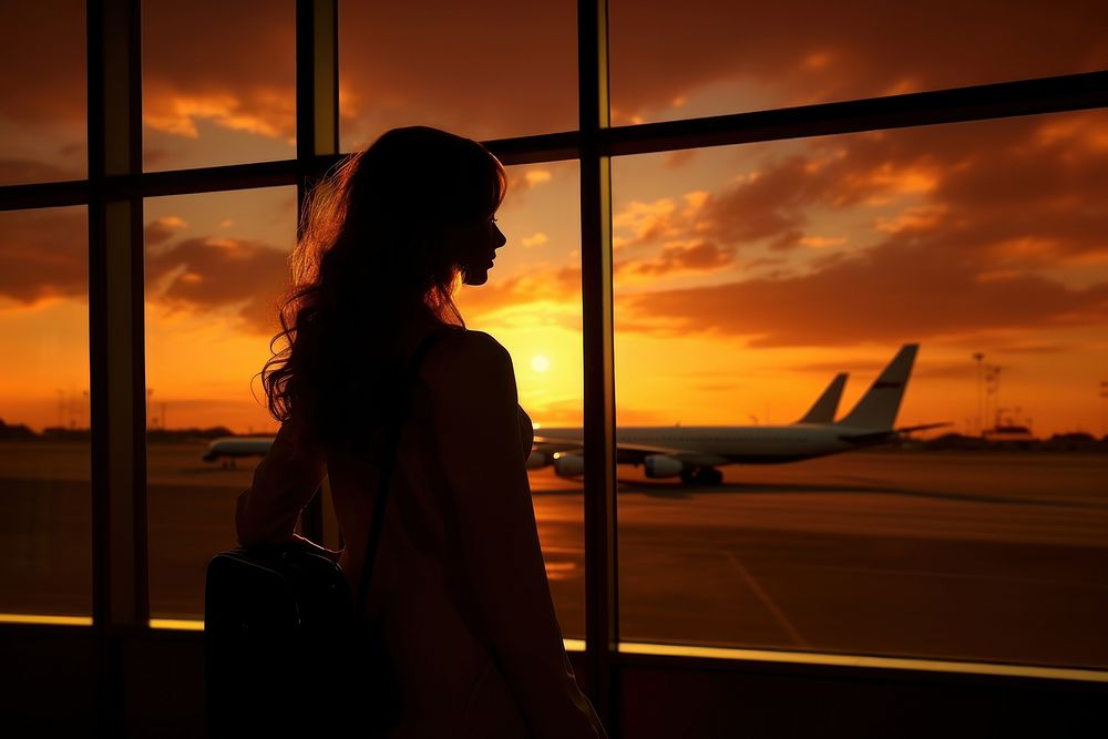 Travel silhouette photography transportation backlighting aircraft.