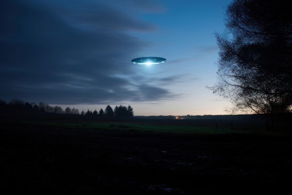 Ufo silhouette photography transportation outdoors aircraft.
