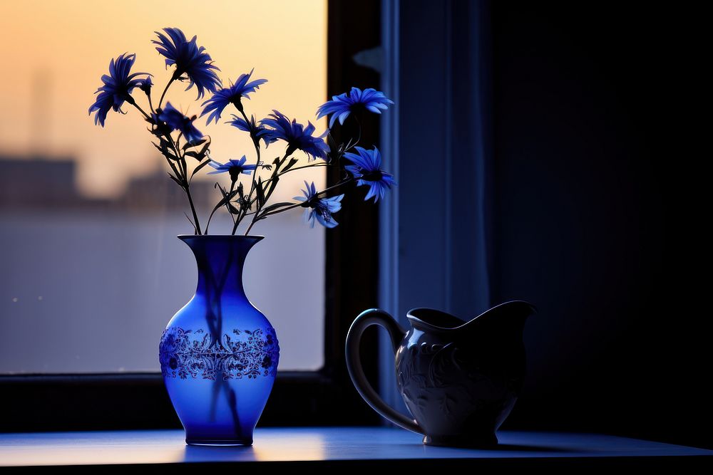 Flowers silhouette photography window windowsill pottery.