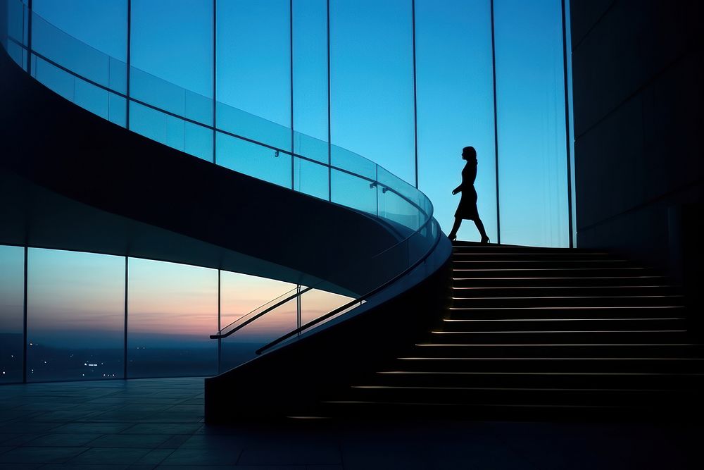 Women business silhouette photography architecture staircase building.
