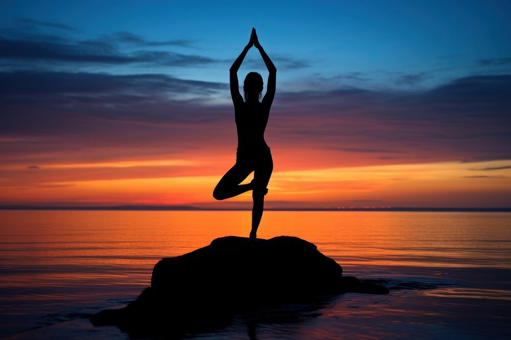 Yoga silhouette photography exercise fitness person.