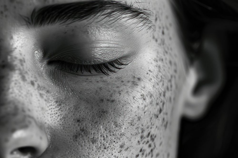 Woman with freckles skin portrait adult.