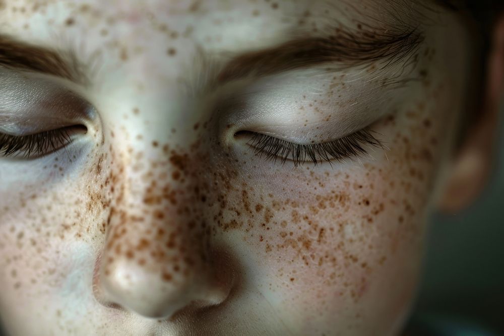 Boy with freckles skin face eye.