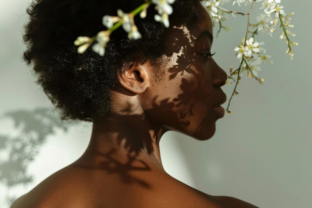 Black woman model skin flower adult.