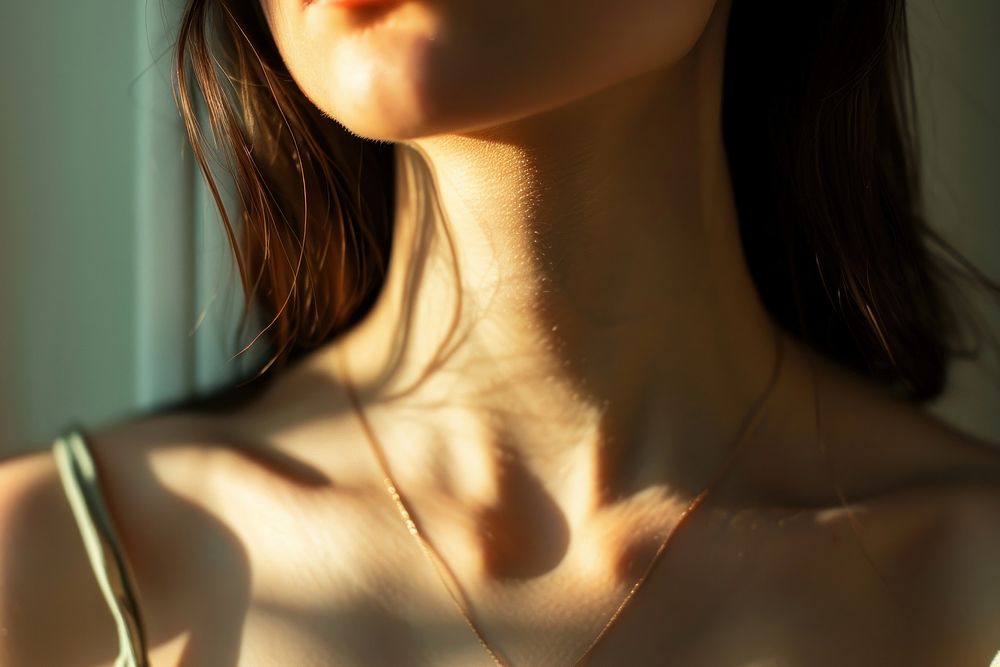 Neck of a skinny model necklace jewelry adult.