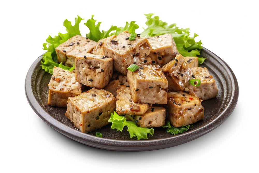 Stinky tofu plated seasoning platter produce.