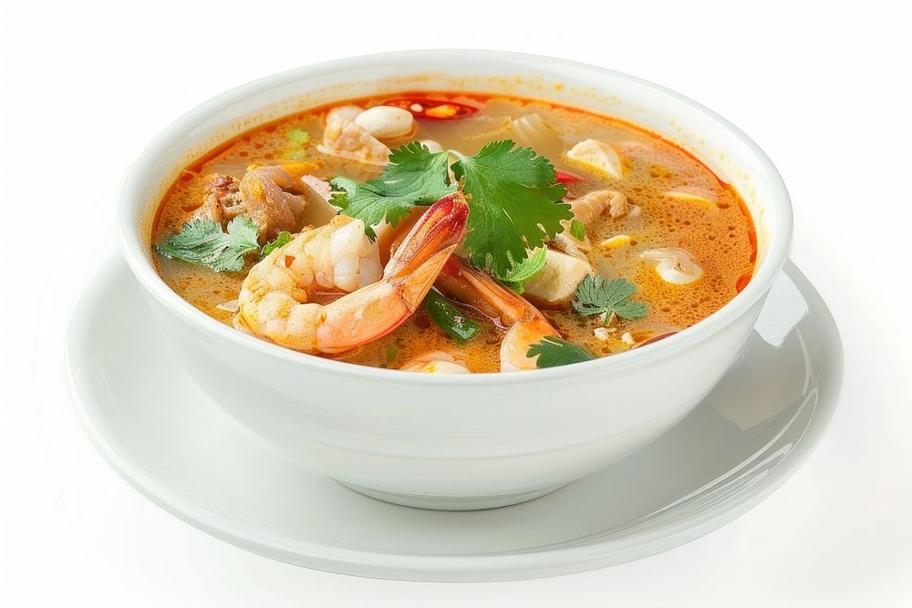 Tom Yum Goong cilantro curry plate.