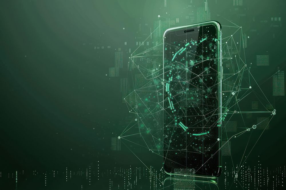 Abstract Particle Technology Background phone green electronics.