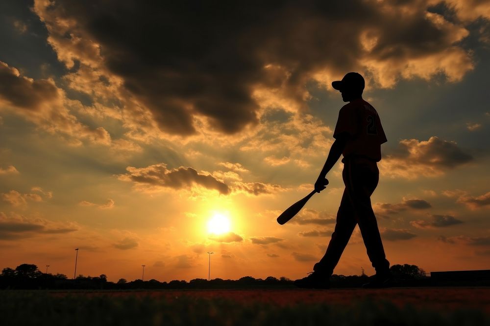 Baseball silhouette photography backlighting outdoors softball.
