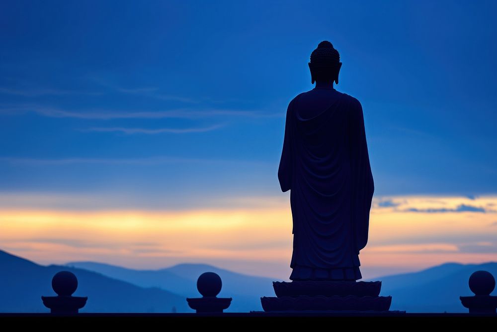 Buddha statue silhouette photography worship person prayer.
